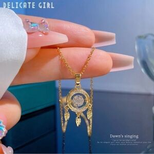 18K Gold Diamond In Motion Dream Catcher With Feather Tassels & Diamond Accents